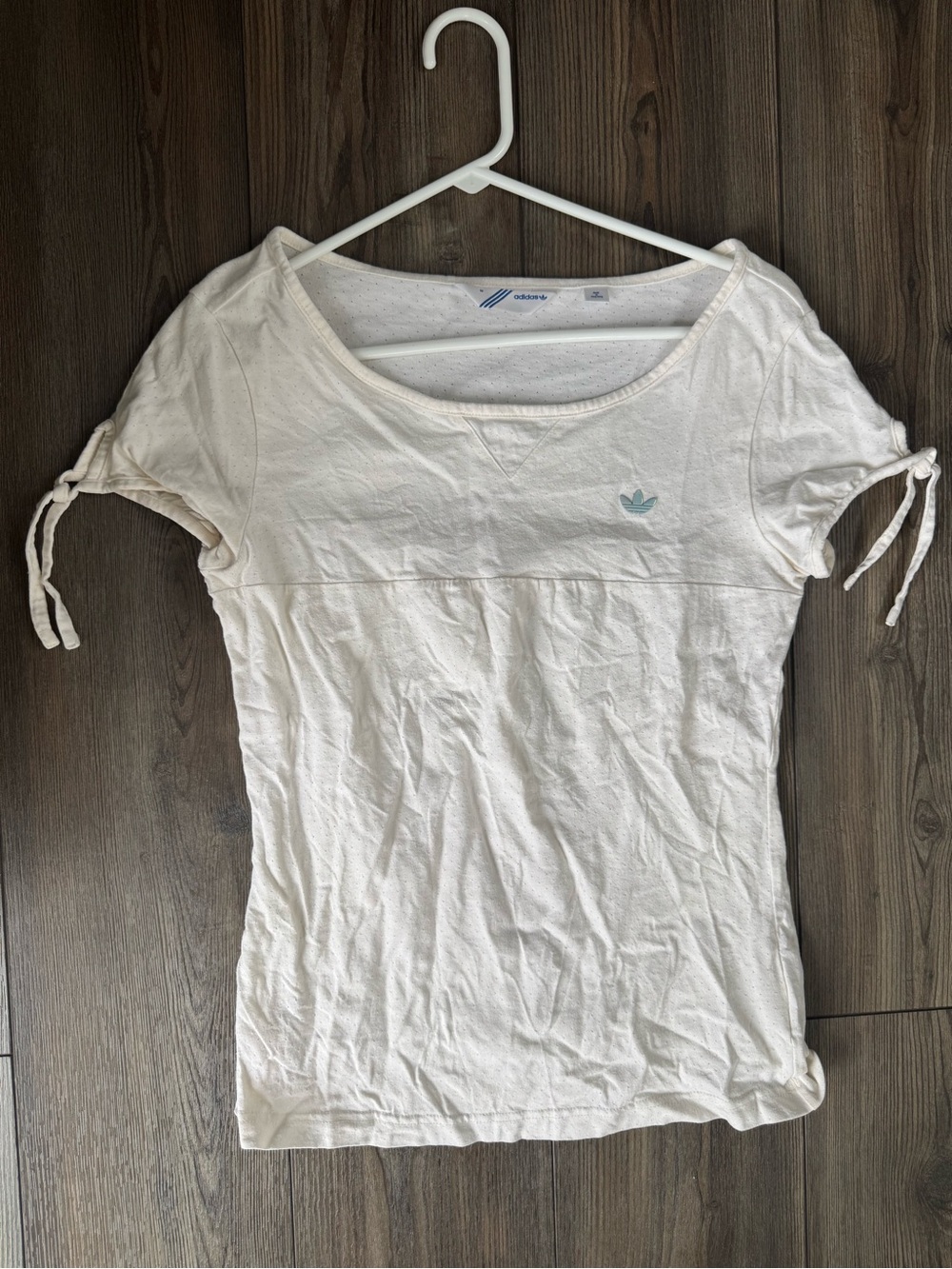 adidas White Short Sleeve Tie-Sleeve Women's Tee M